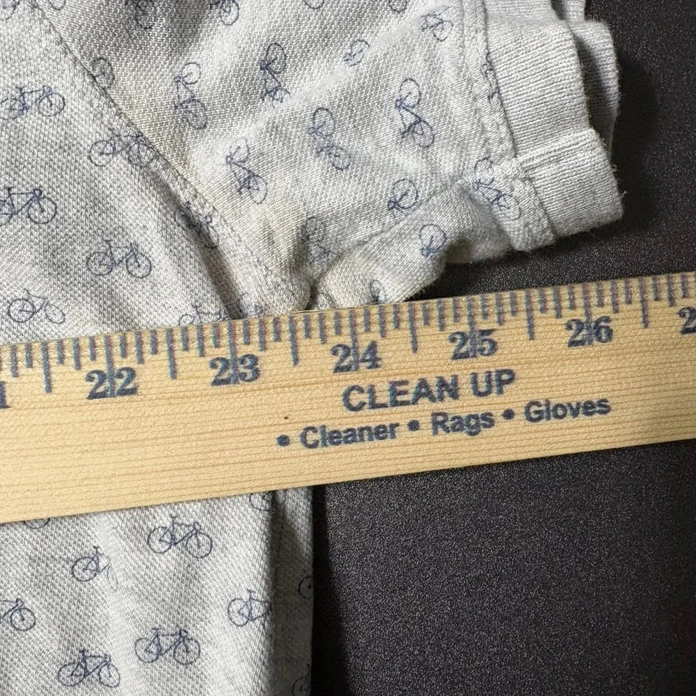 Banana Republic Organic Cotton Pique Polo Mens XL Gray Blue Bicycle Print Shirt